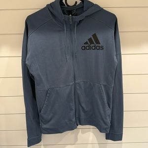 Adidas men’s zip up lightweight hoodie blue size small
